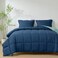 HIG 3pc Down Alternative Comforter Set All Season Reversible Comforter with Two Shams Quilted Duvet Insert with Corner Tabs Box Stitched Breathable Soft FullQueen NavyLight Blue