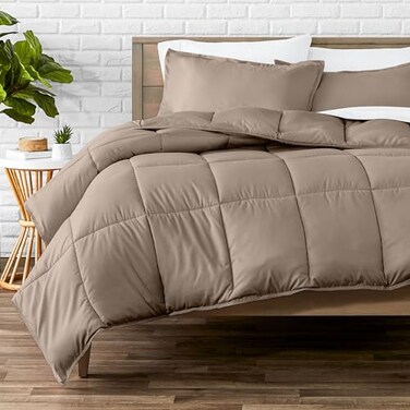 Bare Home Comforter Set Queen Size UltraSoft Goose Down Alternative Premium 1800 Series All Season Warmth Queen Taupe