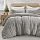 Madison Park Duke Luxe Faux Fur Reversible Comforter Set Soft Plush Reverse Modern Down Alternative Filling Cozy Bedding Box Quilted Warm Cover Matching Shams FullQueen Grey 3 Piece