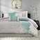 Madison Park Lola Sateen Cotton Comforter SetCasual Medallion Floral Design All Season Down Alternative Bedding Shams Bedskirt Decorative Pillows King GreyAqua 7 Piece