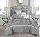 Chic Home Silver Bed in a Bag Comforter Set King Size 16 Pieces Ashville Microfiber Bedding Comforter Euro Shams Fitted Flat Sheets Bed Skirt Pillowcases and Decorative Pillows