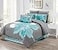 Grand Linen 12 Piece Aqua Blue Grey White Floral BedinaBag California Cal King Size Bedding Sheets Accent Pillows Comforter Set