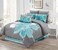Grand Linen 12 Piece Aqua Blue Grey White Floral BedinaBag California Cal King Size Bedding Sheets Accent Pillows Comforter Set