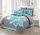 Grand Linen 12 Piece Aqua Blue Grey White Floral BedinaBag California Cal King Size Bedding Sheets Accent Pillows Comforter Set