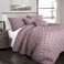 Lush Decor Ravello Pintuck Comforter Set Luxe 5 Piece Textured Bedding Set Traditional Glam Farmhouse Inspired Bedroom Decor King Woodrose