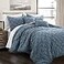 Lush Decor Ravello Pintuck Comforter Set Luxe 5 Piece Textured Bedding Set Traditional Glam Farmhouse Inspired Bedroom Decor Full Queen Stormy Blue