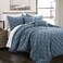Lush Decor Ravello Pintuck Comforter Set Luxe 5 Piece Textured Bedding Set Traditional Glam Farmhouse Inspired Bedroom Decor Full Queen Stormy Blue