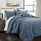 Lush Decor Ravello Pintuck Comforter Set Luxe 5 Piece Textured Bedding Set Traditional Glam Farmhouse Inspired Bedroom Decor Full Queen Stormy Blue