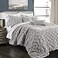 Lush Decor Ravello Pintuck Comforter Set Luxe 5 Piece Textured Bedding Set Traditional Glam Farmhouse Inspired Bedroom Decor Full Queen Light Gray