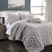 Lush Decor Ravello Pintuck Comforter Set Luxe 5 Piece Textured Bedding Set Traditional Glam Farmhouse Inspired Bedroom Decor Full Queen Light Gray