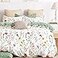 SLEEPBELLA King Size Comforter Set Yellow Flowers Green Botanical Pattern Printed on White 100 Cotton Fabric Ultra Soft Microfiber Inner Fill 3Pcs Bedding Set