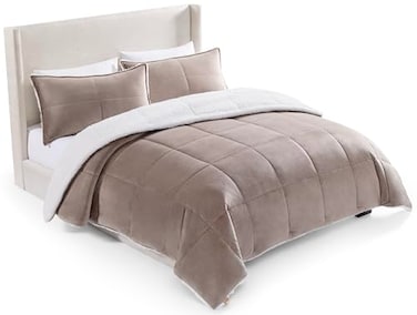 UGG Blissful Comforter Set with 2 Pillow Shams Warm Winter Bedding Fluffy Reversible Down Alternative Bedding KingCalifornia King Size Comforter Set Brown Fawn