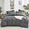 Luxlovery Grey Comforter Set Queen Men Dark Grey Comforter Bedding Sets 3PCS Solid Breathable Soft Charcoal Gray Quilts Set Modern Queen Comforter Women Men