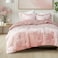 Comfort Spaces Juliette Luxe Comforter Set Velvet Lush with Soft Brushed Microfiber Reverse All Season Cozy Velvet Bedding Sets Fluffy Comforter Bed Set Matching Sham Blush FullQueen 3 Piece