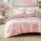 Comfort Spaces Juliette Luxe Comforter Set Velvet Lush with Soft Brushed Microfiber Reverse All Season Cozy Velvet Bedding Sets Fluffy Comforter Bed Set Matching Sham Blush FullQueen 3 Piece