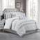 Chezmoi Collection Ariel 7Piece Gray Geometric Chenille Embroidery Pleated Striped Comforter Bedding Set Queen Size