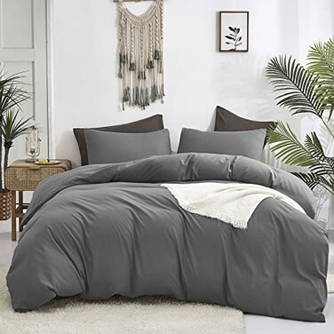 Luxlovery Grey Comforter Full Men Set Gray Bedding Sets Boys Dark Gray Bedding Set Breathable Soft Charcoal Grey Quilts Set Durable Full Comforter Set
