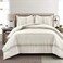 Lush Decor Farmhouse Stripe Reversible Cotton Comforter Set 3 Piece Set King Neutral Cozy Farmhouse Bedding Set Rustic Decor Striped Comforter Modern Farmhouse Bedroom Decor