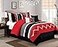 Chezmoi Collection Arden 7Piece Modern Pleated Stripe Embroidered Zigzag Bedding Comforter Set California King RedBlackGrayOffWhite