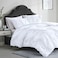 Comfort Spaces Comforter Set Elastic Ruched Medallion Design Modern Bedding All Season Cover with Hypoallergenic Filling Matching Shams Carrying Bag Included TwinTwin XL White 2 Piece
