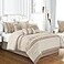 Chezmoi Collection Ariel 7Piece Taupe Geometric Chenille Embroidery Pleated Striped Comforter Bedding Set Queen Size