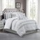 Chezmoi Collection Ariel 7Piece Gray Geometric Chenille Embroidery Pleated Striped Comforter Bedding Set California King Size