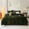 Luxlovery Army Green Velvet Comforter King Bedding Set Solid Olive Green Plush Blanket Minimalist Bedding Set Soft Blanket Quilts Fluffy Winter Comforter