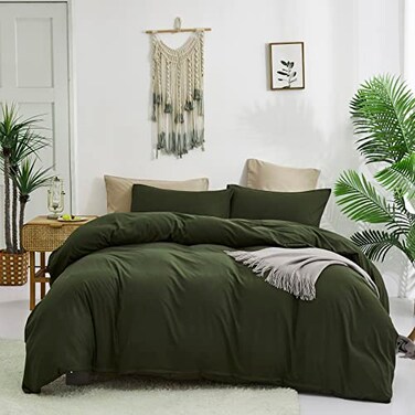 Cottonight Army Green Comforter Set King Men Bedding Comforter Set Olive Green Solid Blanket Quilts Modern Breathable 3 Piece Hunter Green Comforter for King Bed