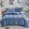 Luxlovery Blue Velvet Comforter Set King Lake Blue Flannel Plush Bedding Set Winter Thick Warm Solid Haze Blue Quilts Blanket Soft Heavyweight Comforter Set for King Bed