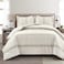 Lush Decor Farmhouse Stripe Reversible Cotton Comforter Set 3 Piece Set Full Queen Neutral Cozy Farmhouse Bedding Set Rustic Decor Striped Comforter Modern Farmhouse Bedroom Decor