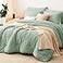 CozyLux Full Size Comforter Sets Sage Green 7 Pieces Seersucker Textured Luxury Bed in a Bag All Seasons Soft Bedding Sets with Down Alternative Comforter Sheets Pillowcases Shams Home Gift