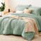 CozyLux Full Size Comforter Sets Sage Green 7 Pieces Seersucker Textured Luxury Bed in a Bag All Seasons Soft Bedding Sets with Down Alternative Comforter Sheets Pillowcases Shams Home Gift