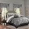 Madison Park Essentials Brystol 24 Piece Room in a Bag Faux Silk Comforter Jacquard Paisley Design Matching Curtains Down Alternative All Season BeddingSet Queen90 in x 90 in Black 24 Piece