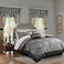 Madison Park Essentials Brystol 24 Piece Room in a Bag Faux Silk Comforter Jacquard Paisley Design Matching Curtains Down Alternative All Season BeddingSet Queen90 in x 90 in Black 24 Piece