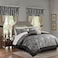Madison Park Essentials Brystol 24 Piece Room in a Bag Faux Silk Comforter Jacquard Paisley Design Matching Curtains Down Alternative All Season BeddingSet Queen90 in x 90 in Black 24 Piece