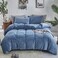 Luxlovery Blue Velvet Queen Fluffy Plush Bedding Haze Blue Sherpa Micromink Blanket Quilts Soft Heavyweight Winter Warm Comforter Set