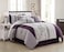 Chezmoi Collection Linnea 7Piece Luxury Purple Lavender Gray Cherry Blossom Floral Embroidery Comforter Set Queen