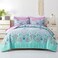 DHSFKBE Queen Comforter Set 7 Piece Bed in a Bag Boho Aqua and Lilac Damask Medallion Print Comforter with Sheets Soft Microfiber Complete Bedding Set for All Season Aqua Queen