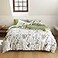 KAREVER Botanical Comforter Set Full White and Sage Green Floral Plant Bedding Set Garden Pattern Printed on White Reversible Blanket 3 PCs 1 White Comforter 80x90 and 2 Pillowcases