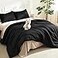 Litanika Black California King Comforter Set 3 Pieces Cal King Lightweight Summer Soft Solid Bed Comforter Oversized Fluffy Quilt Bedding Set 104x96In 2 Pillowcases
