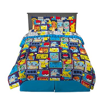Franco Pokmon Pikachu Queen Size Bedding Set Kids Bedding Super Soft Cozy Reversible Comforter and Sheet Set with Sham 7 Piece Queen Size Officially Licensed Product by