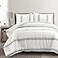 Lush Decor Farmhouse Stripe Reversible Cotton Comforter Set 3 Piece Cozy Pinstripe Bedding Set Classic Modern Rustic Charm Bedroom Decor King Dark Gray