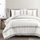 Lush Decor Farmhouse Stripe Reversible Cotton Comforter Set 3 Piece Cozy Pinstripe Bedding Set Classic Modern Rustic Charm Bedroom Decor King Dark Gray