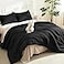 Litanika Black Comforter Full Size 3 Pieces Boho Lightweight Solid Bedding Comforter Set All Season Fluffy Bed Set 79x90In Comforter 2 Pillowcases