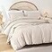 YIRDDEO Full Size Comforter Sets Full Size Comforter with Ball Pom Fringe Soft Bedding Set for All Seasons 3 Pieces 1 Comforter 79x90 2 Pillow Shams20x26 Beige