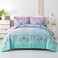 DHSFKBE Twin Comforter Set 5 Piece Bed in a Bag Boho Aqua and Lilac Damask Medallion Print Comforter with Sheets Soft Microfiber Complete Bedding Set for All Season Aqua Twin