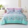 DHSFKBE Twin Comforter Set 5 Piece Bed in a Bag Boho Aqua and Lilac Damask Medallion Print Comforter with Sheets Soft Microfiber Complete Bedding Set for All Season Aqua Twin