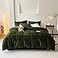 Luxlovery Army Green Velvet Comforter Set Dark Green Flannel Bedding Modern Winter Warm Comforter Set