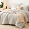 CozyLux Queen Comforter Set Beige 7 Pieces Seersucker Textured Luxury Bed in a Bag Queen All Seasons Soft Bedding Sets with Down Alternative Comforter Sheets Pillowcases Shams Home Gift