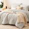 CozyLux Queen Comforter Set Beige 7 Pieces Seersucker Textured Luxury Bed in a Bag Queen All Seasons Soft Bedding Sets with Down Alternative Comforter Sheets Pillowcases Shams Home Gift